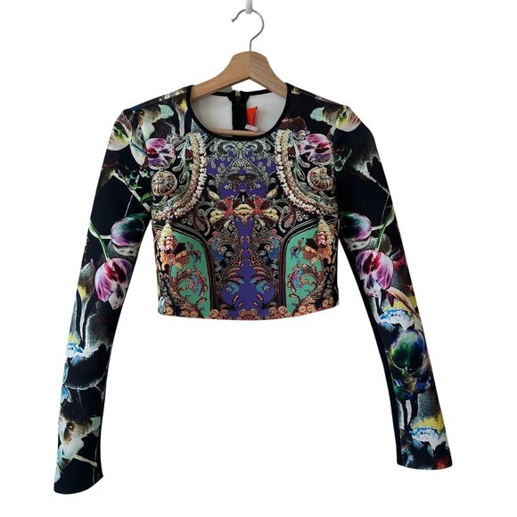 REVOLVE Clover Canyon Night Matador Crop Top Neoprene Floral & Baroque Pattern S - Picture 1 of 13